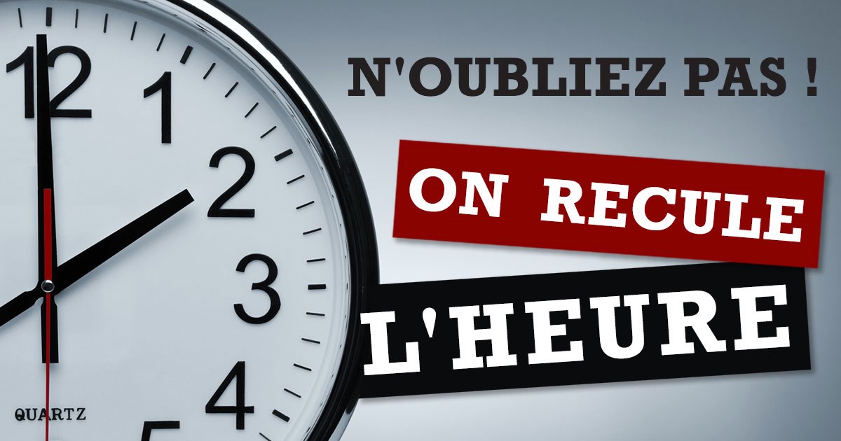 Rappel: C'est cette nuit qu'il faut changer l'heure