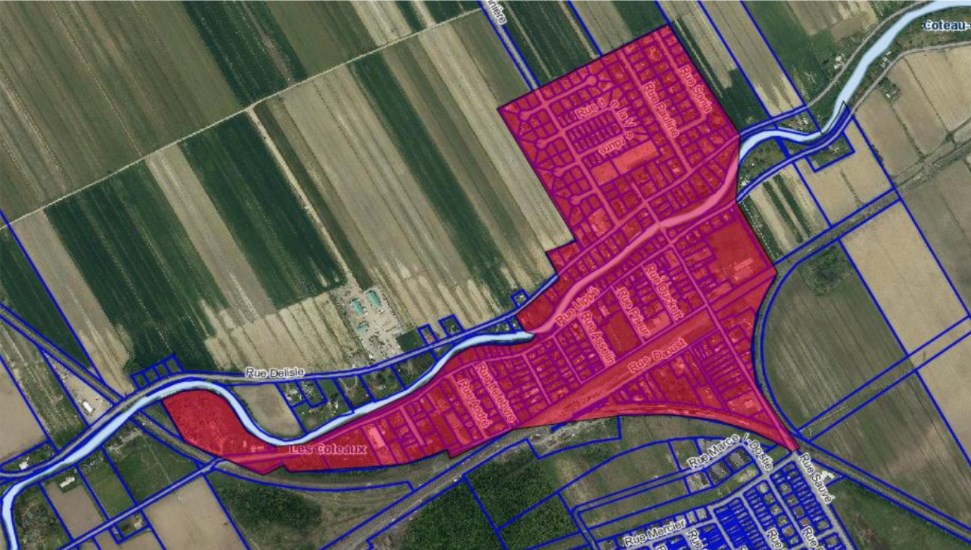 Secteur touché par la coupure d'eau