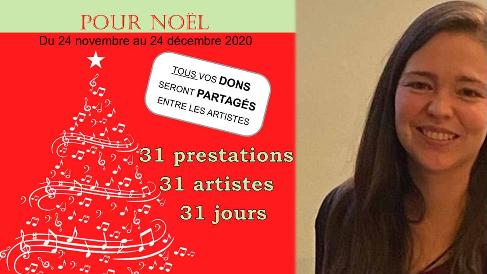 Pour soutenir les artistes locaux, Vicky Donnon, elle-même professeure de piano dans la région a démarré une page Facebook où 31 interprètes reprennent des classiques de Noël tout en recueillant des dons volontaires