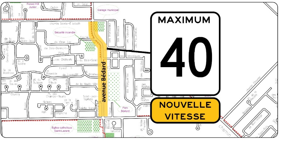 Réduction de la vitesse sur l'avenue Bédard à Saint-Lazare