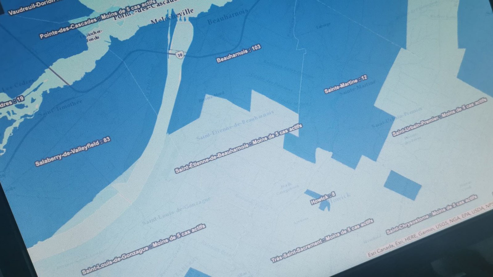 Plus de 100 cas actifs à Beauharnois en date du 8 janvier