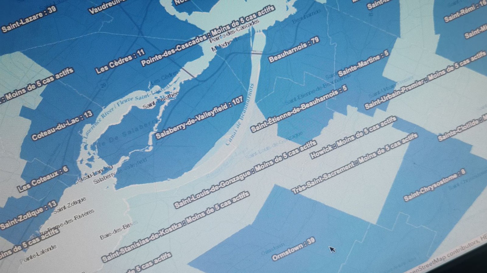 Plus de 100 cas actifs à Salaberry-de-Valleyfield 