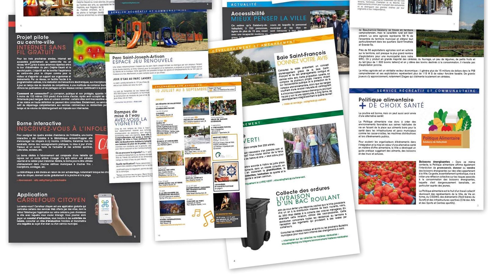 Intitulé Le Campi, le bulletin municipal de Salaberry-de-Valleyfield est acheminé aux citoyens à raison de quelques exemplaires par an
