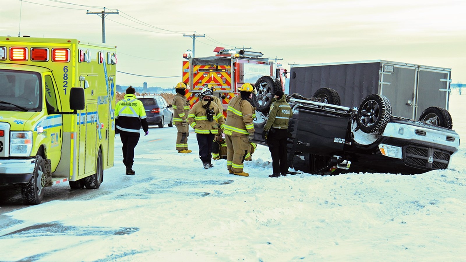 En moins de trente minutes, un capotage et un accident assez sérieux se sont produits sur la route 201, à Saint-Clet et Sainte-Marthe