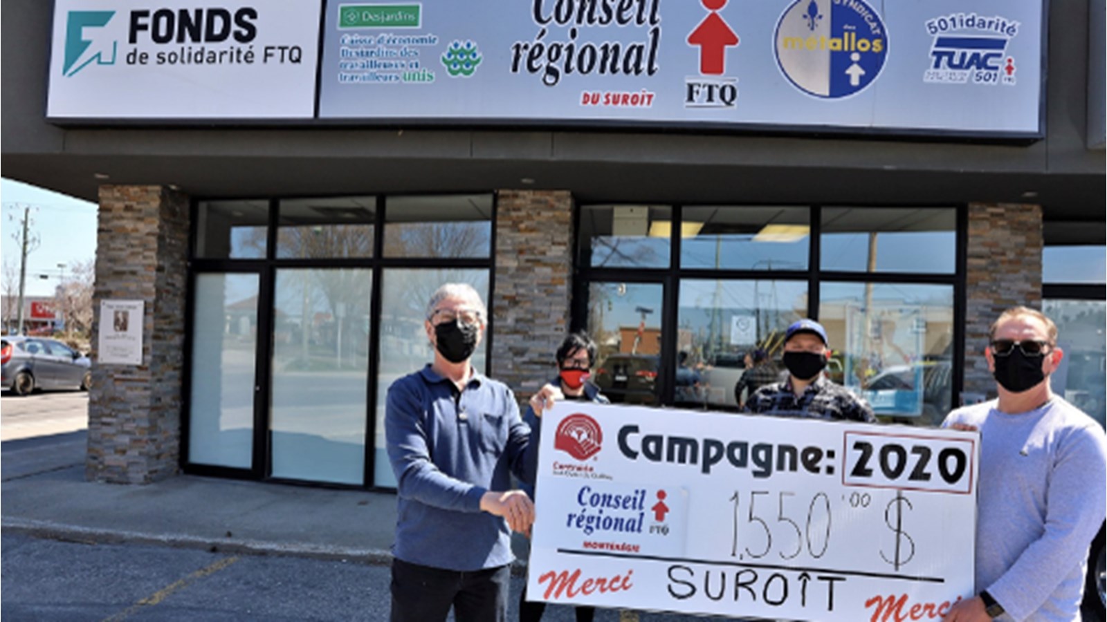 Les Conseils régionaux de la FTQ Montérégie-Suroît remettent 1550 $ à Centraide Sud-Ouest 