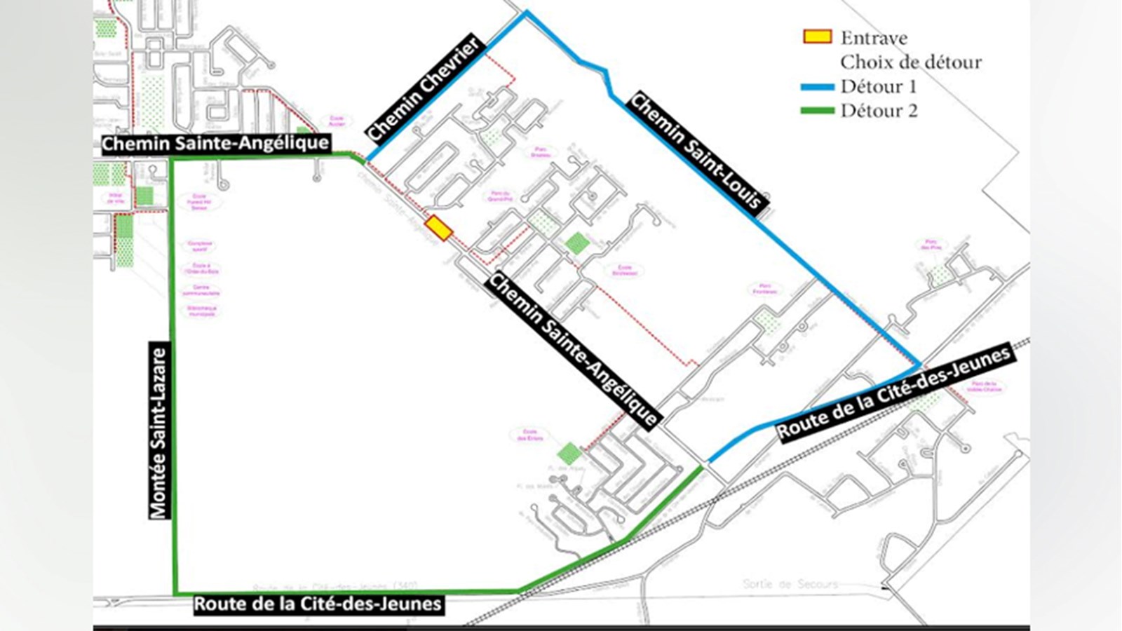 Fermeture complète d’un tronçon du chemin Sainte-Angélique dès ce lundi