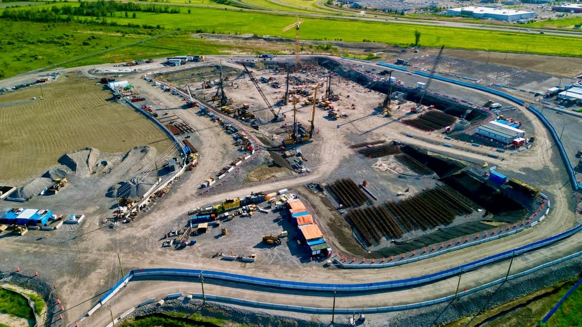 Aerial drone overview of the Vaudreuil-Soulanges Hospital construction site in Vaudreuil-Dorion on June 4.