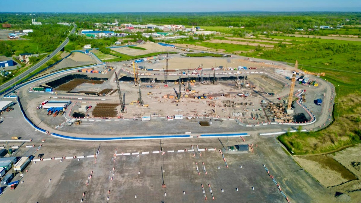 Aerial drone overview of the Vaudreuil-Soulanges Hospital construction site in Vaudreuil-Dorion on June 4.