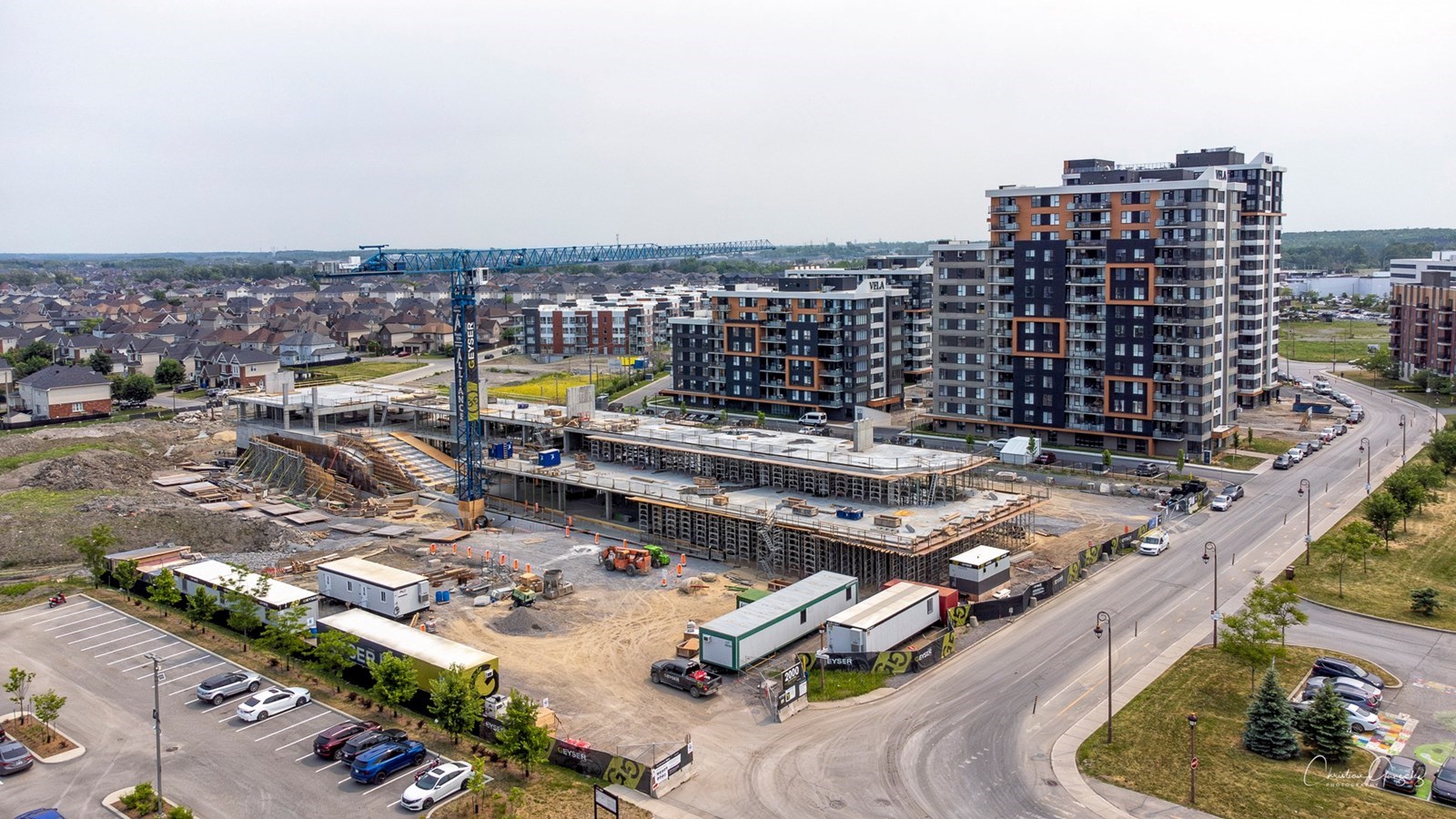 A bird's eye view of the municipal hub construction site 