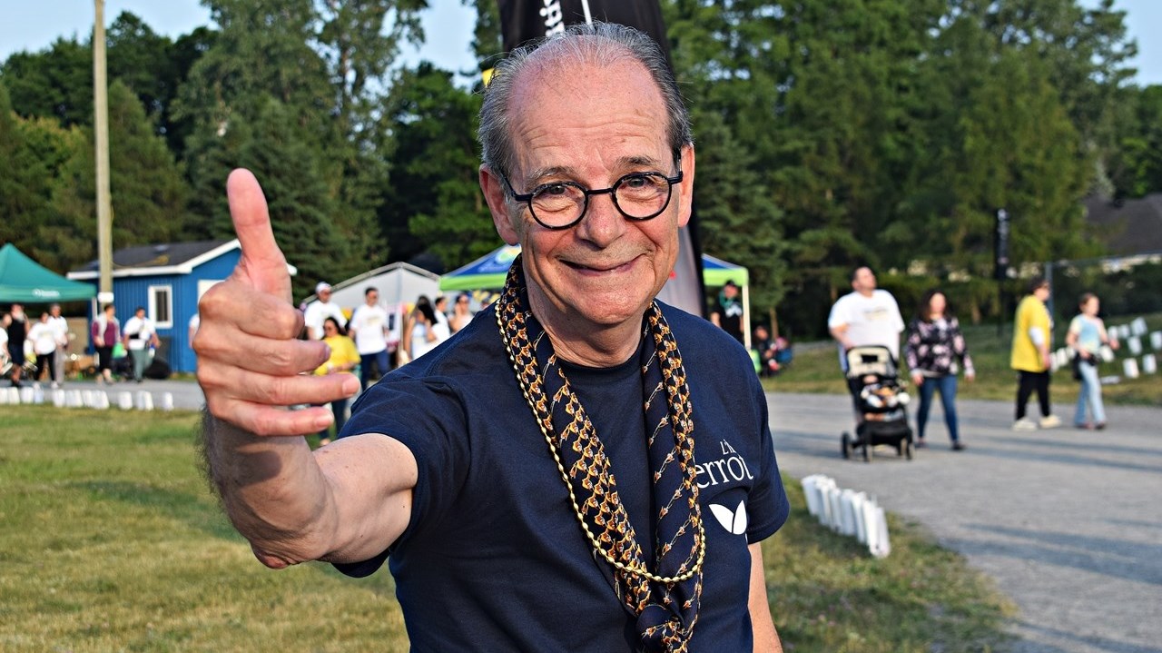 L'Île-Perrot Mayor Pierre Séguin at the Relay for Life fundraising event for cancer research at Olympic Park, June 10.