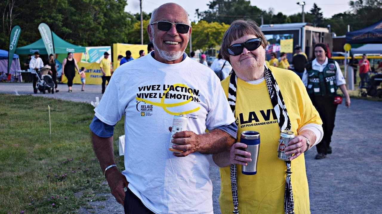 Former Pincourt Mayor Yvan Cardinal and Chantal Boudin Macleod at the Relay for Life fundraising event for cancer research at Bellevue Park, June 10. 