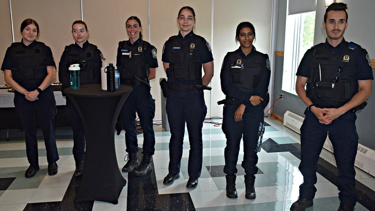 Members of the Pincourt public security team at a press conference that announced a road safety campaign by the four municipalities on Île Perrot on June 14.