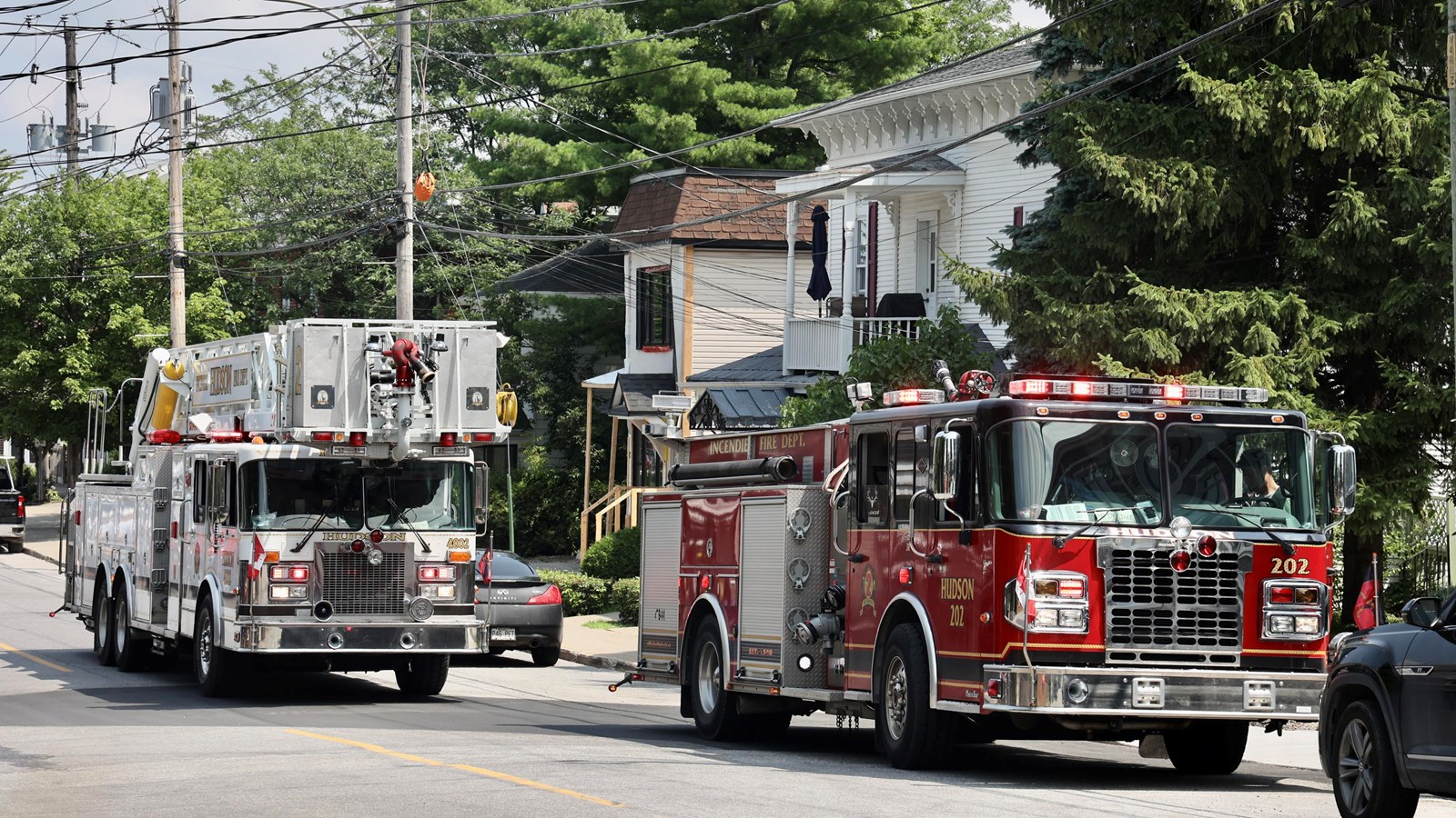 Intervention des pompiers de Hudson sur la rue Cameron