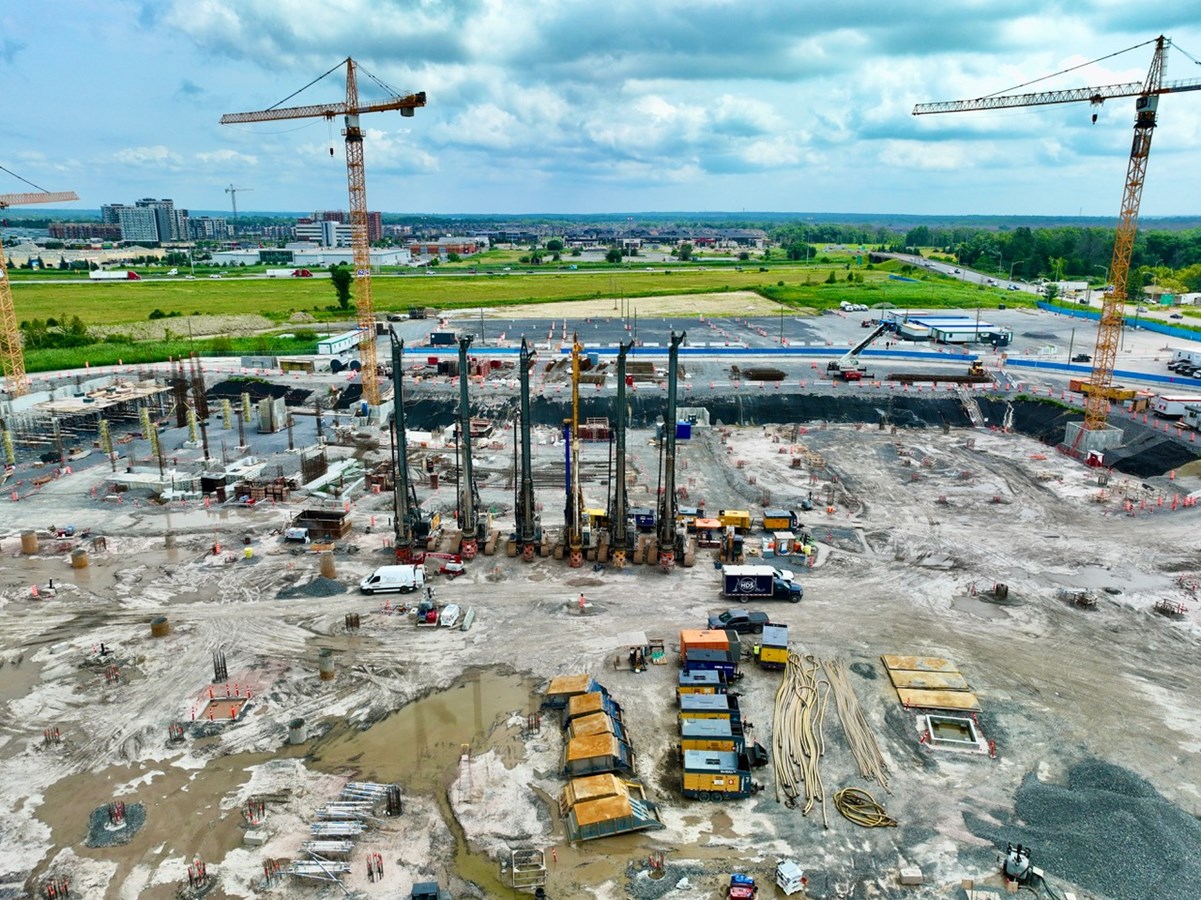 Aerial drone picture of the construction site for the new Vaudreuil-Soulanges Hospital on July 25.