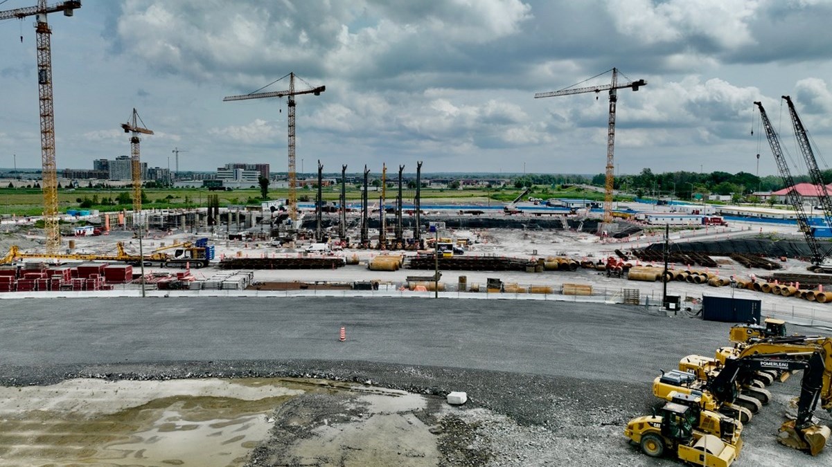Aerial drone picture of the construction site for the new Vaudreuil-Soulanges Hospital on July 25.