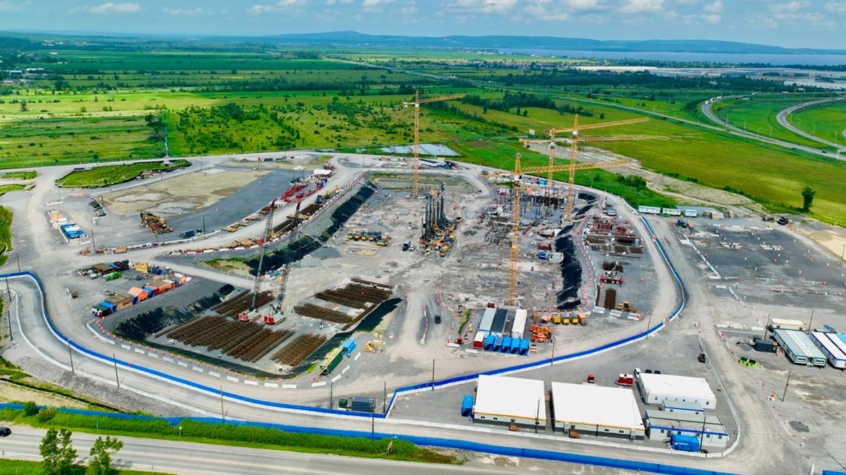Aerial drone picture of the construction site for the new Vaudreuil-Soulanges Hospital on July 25.