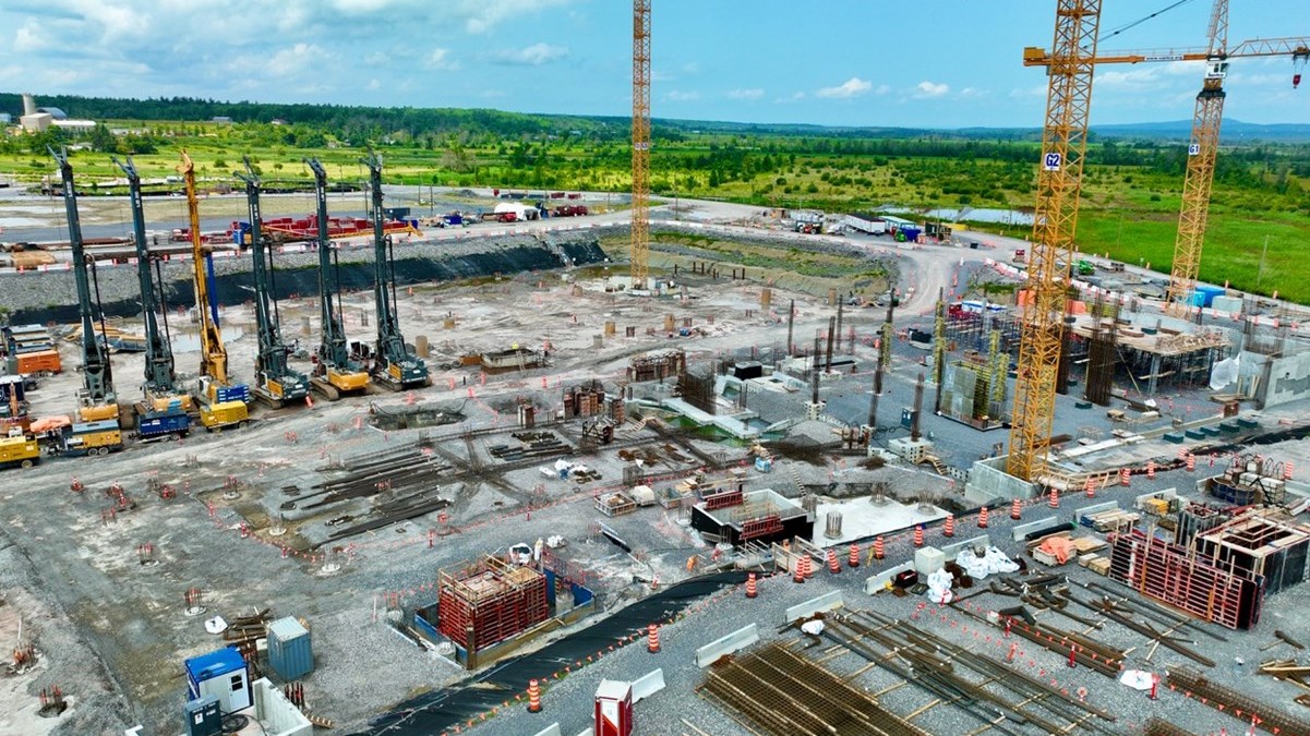 Aerial drone picture of the construction site for the new Vaudreuil-Soulanges Hospital on July 25.