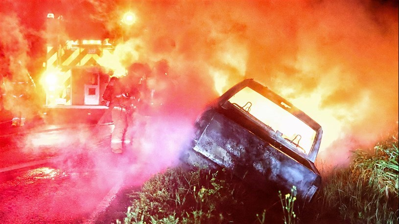 A stolen pick up is set on fire in Saint-Polycarpe