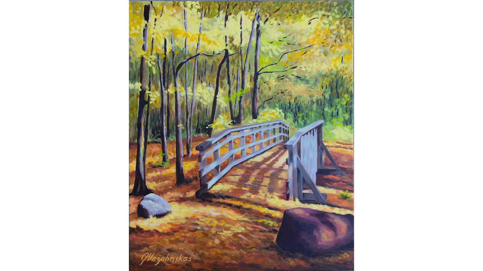 "Leafy Passage", huile sur toile, 24"x20", par John Vazalinskas