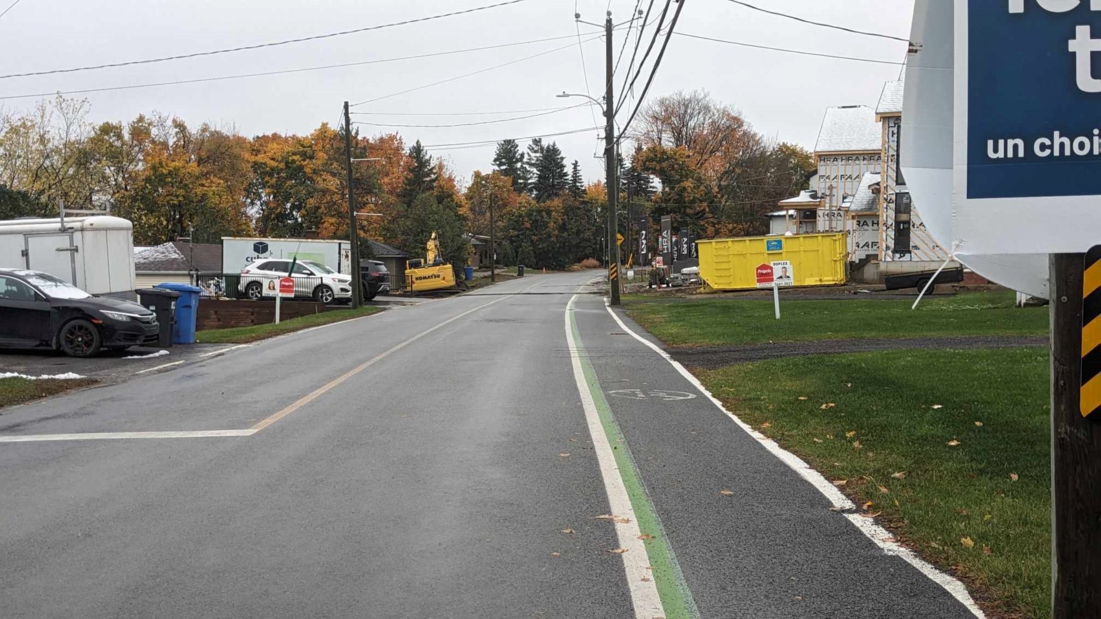 Major roadblock on a portion of Chemin du Fleuve in Coteau-du-Lac this week