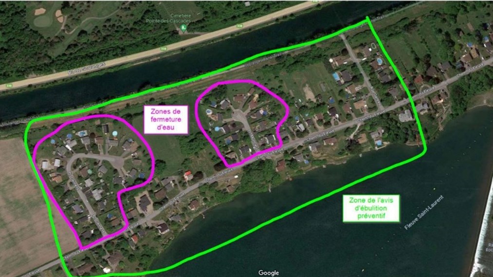 Water shut-off and preventive boil-water notice at Pointe-des-Cascades