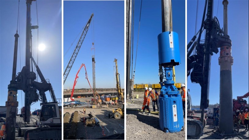 Forage et bétonnage des caissons en cours sur le chantier de l'hôpital