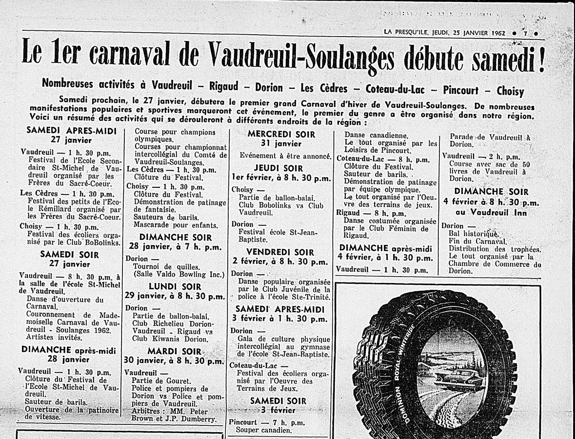 « Le 1 er carnaval de Vaudreuil-Soulanges débute samedi! »