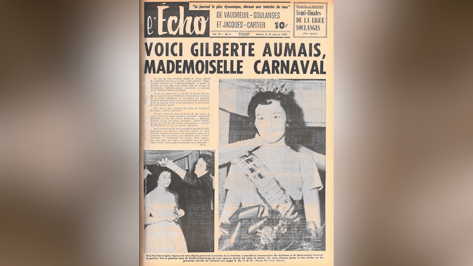 « Voici Gilberte Aumais, mademoiselle carnaval »