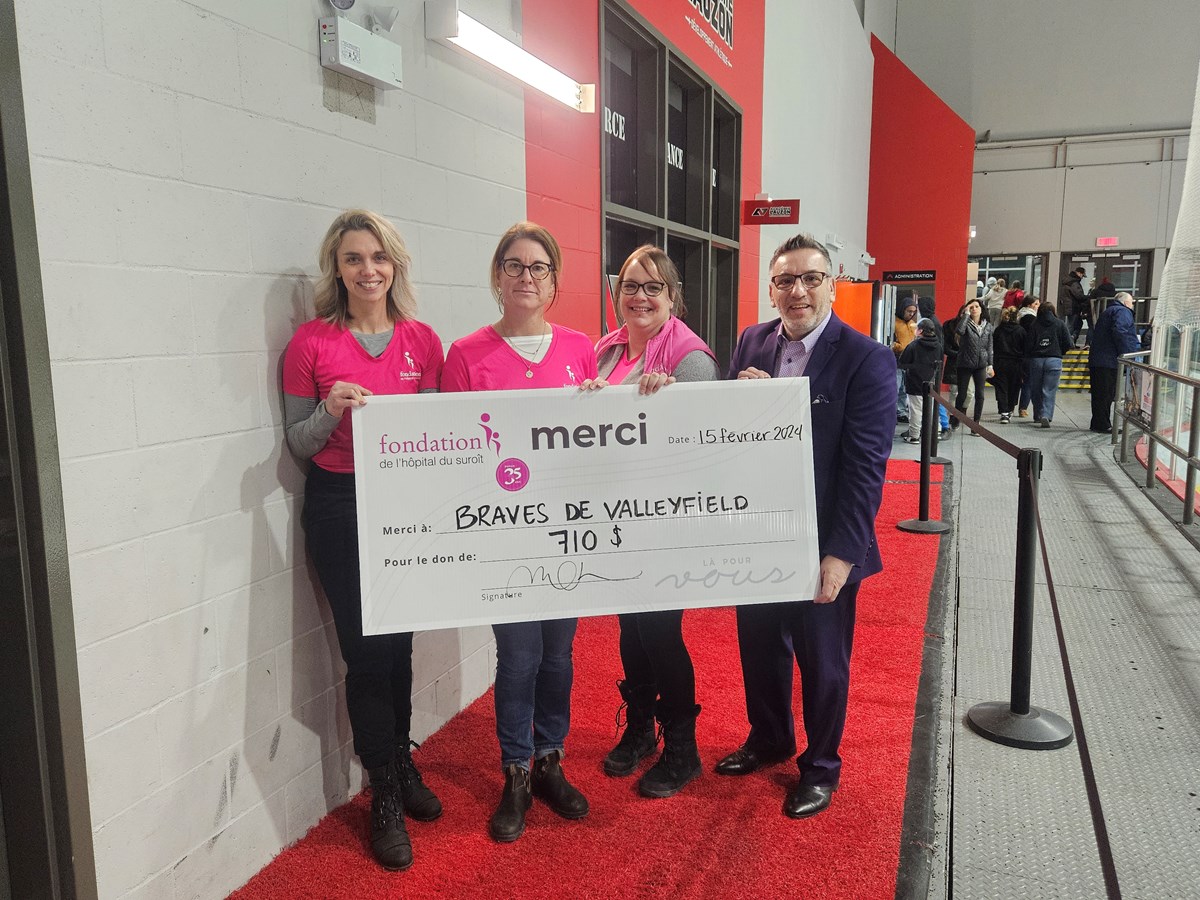 Les Braves remettent 710 $ à la Fondation de  l’Hôpital du Suroît 