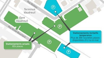 Addition of 300 parking spaces near the Vaudreuil train station