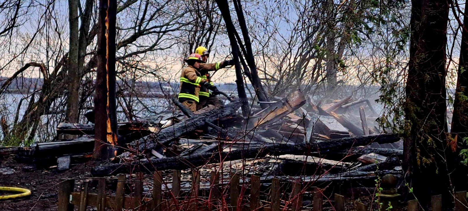 Abandoned house destroyed by flames