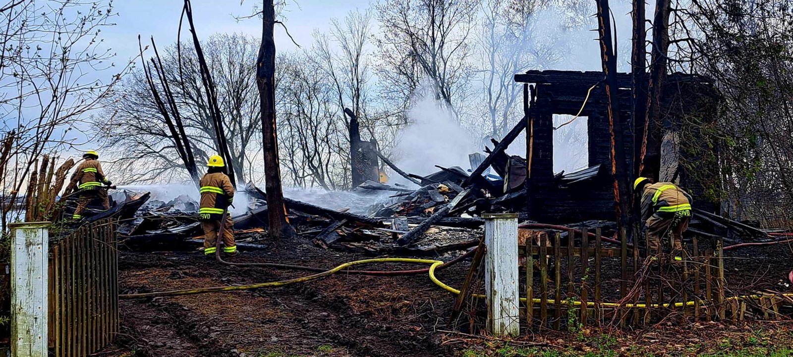 Abandoned house destroyed by flames