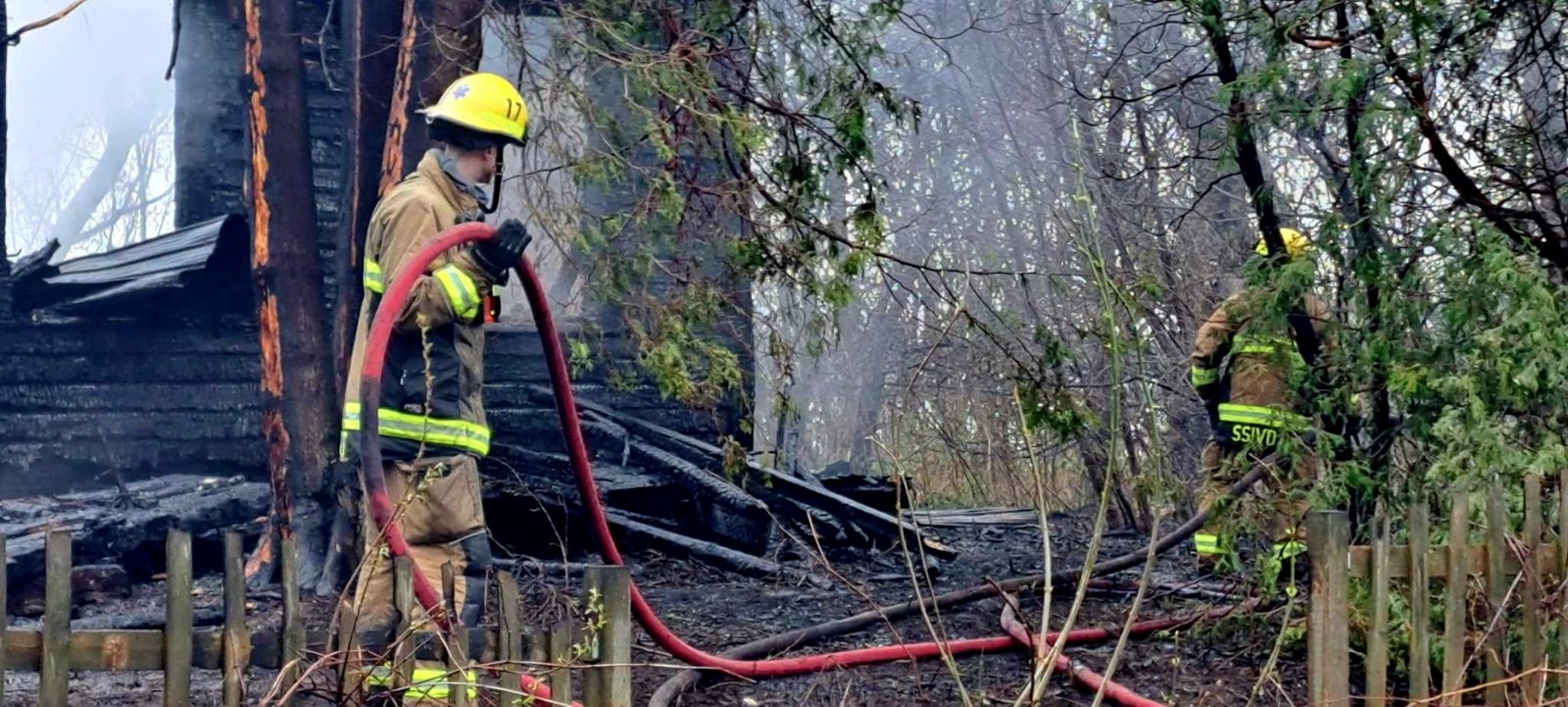 Abandoned house destroyed by flames