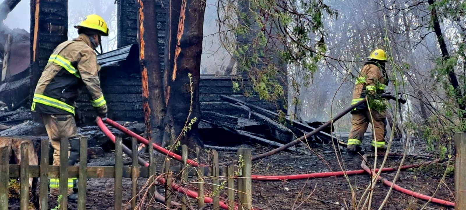 Abandoned house destroyed by flames
