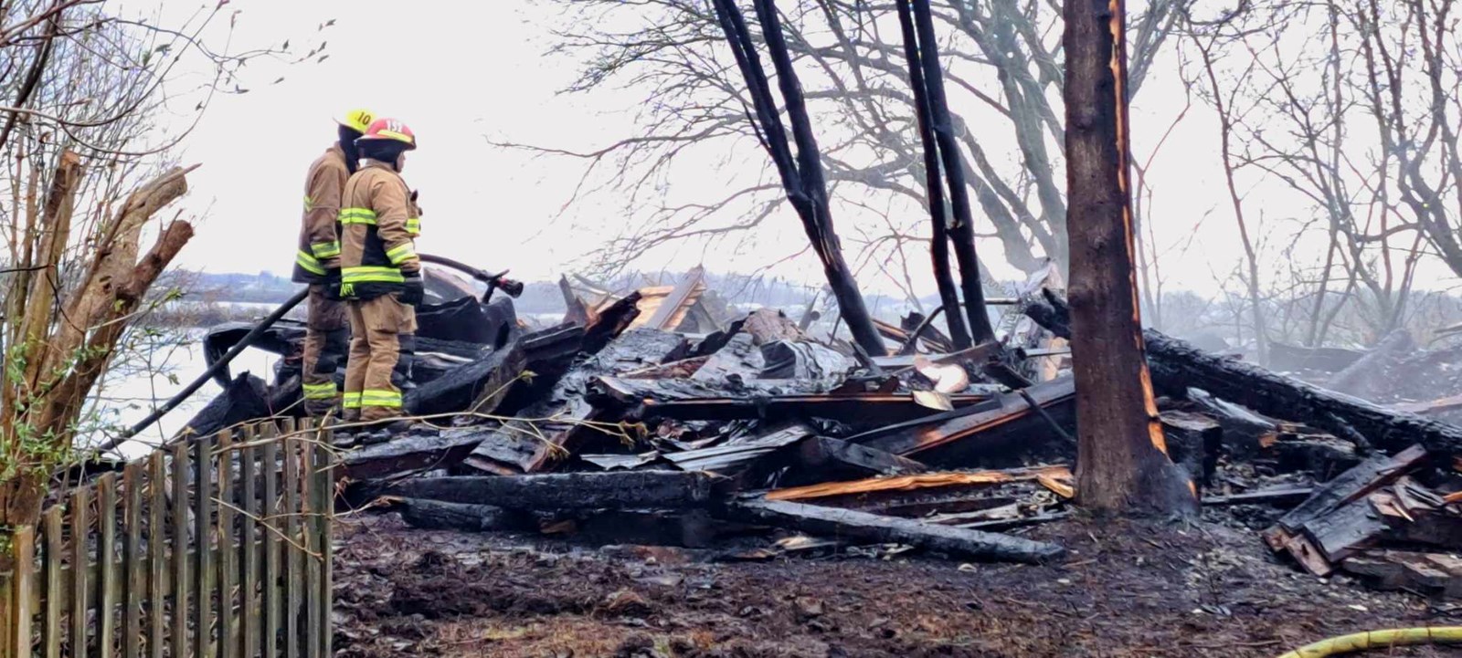 Abandoned house destroyed by flames