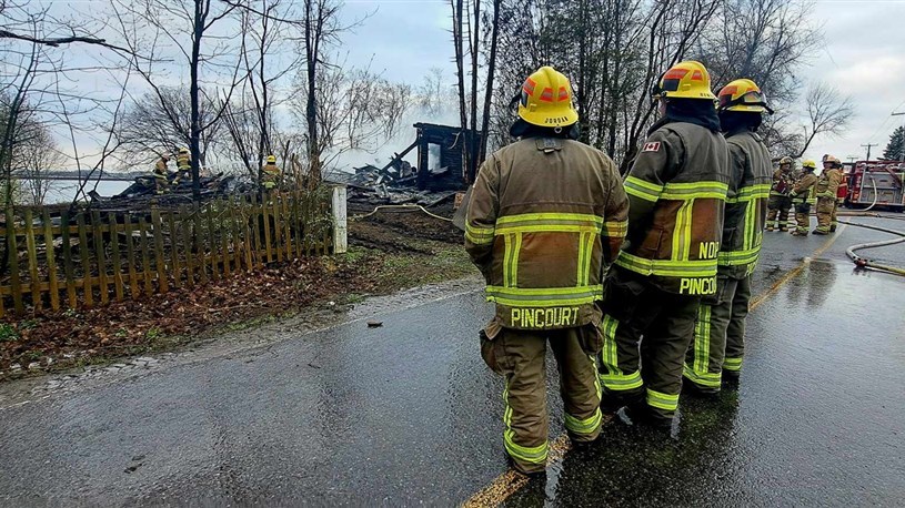 Abandoned house destroyed by flames