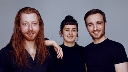The three people behind the Théâtre de la Pièce cassée: Isaac Béliveau, technical director, Floriane Vachon, set designer and administrative director, and Philippe Gauthier, artistic director