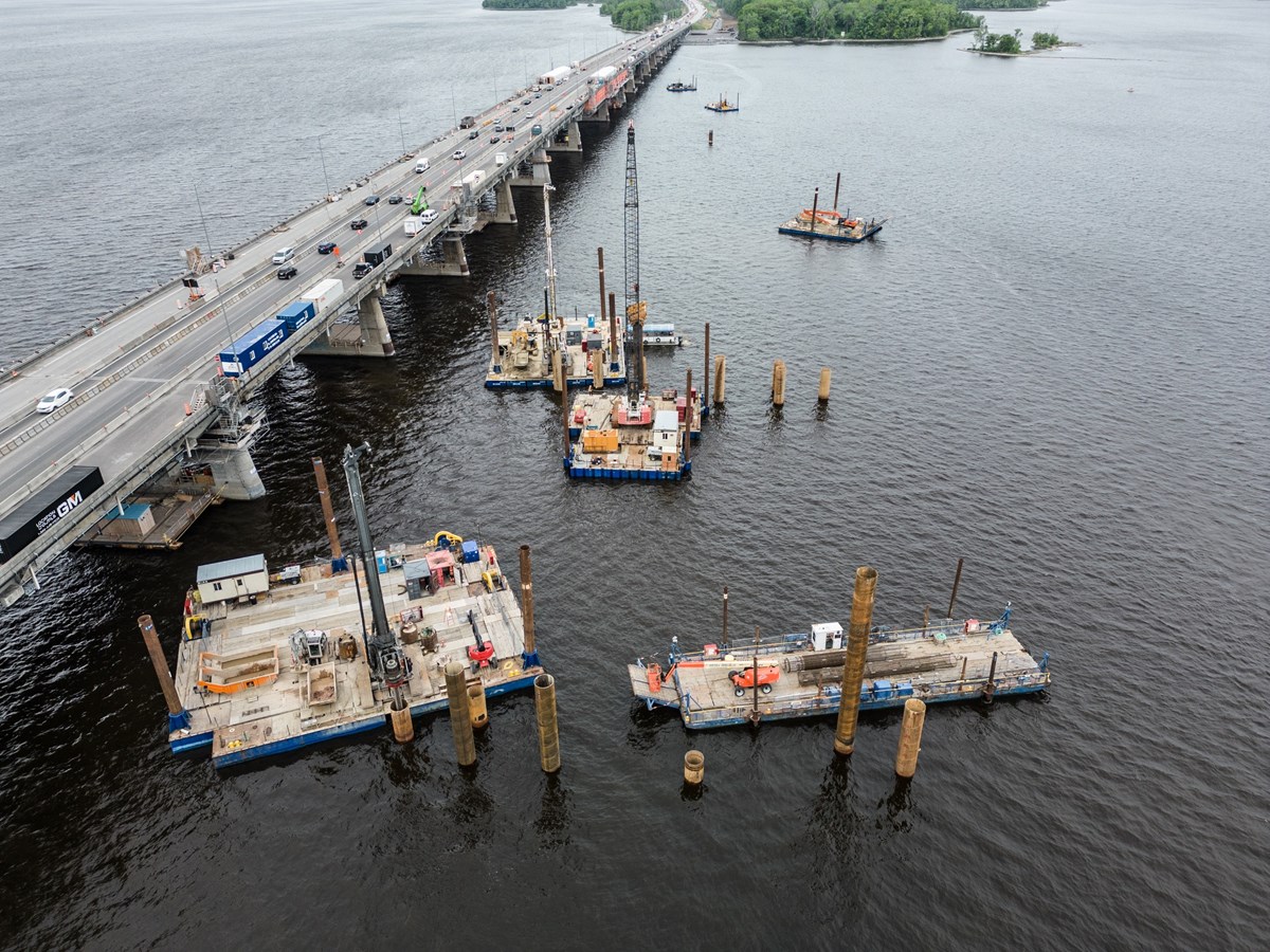 Pont de l’Île-aux-Tourtes : début de travaux d’étaiement sous la structure