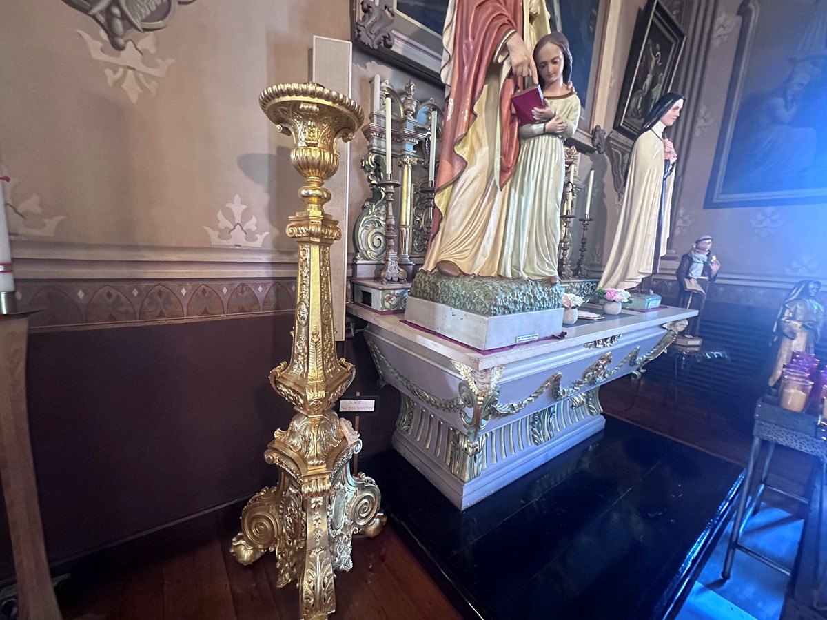 Altar candlestick made circa 1798, originally covered in silver leaf