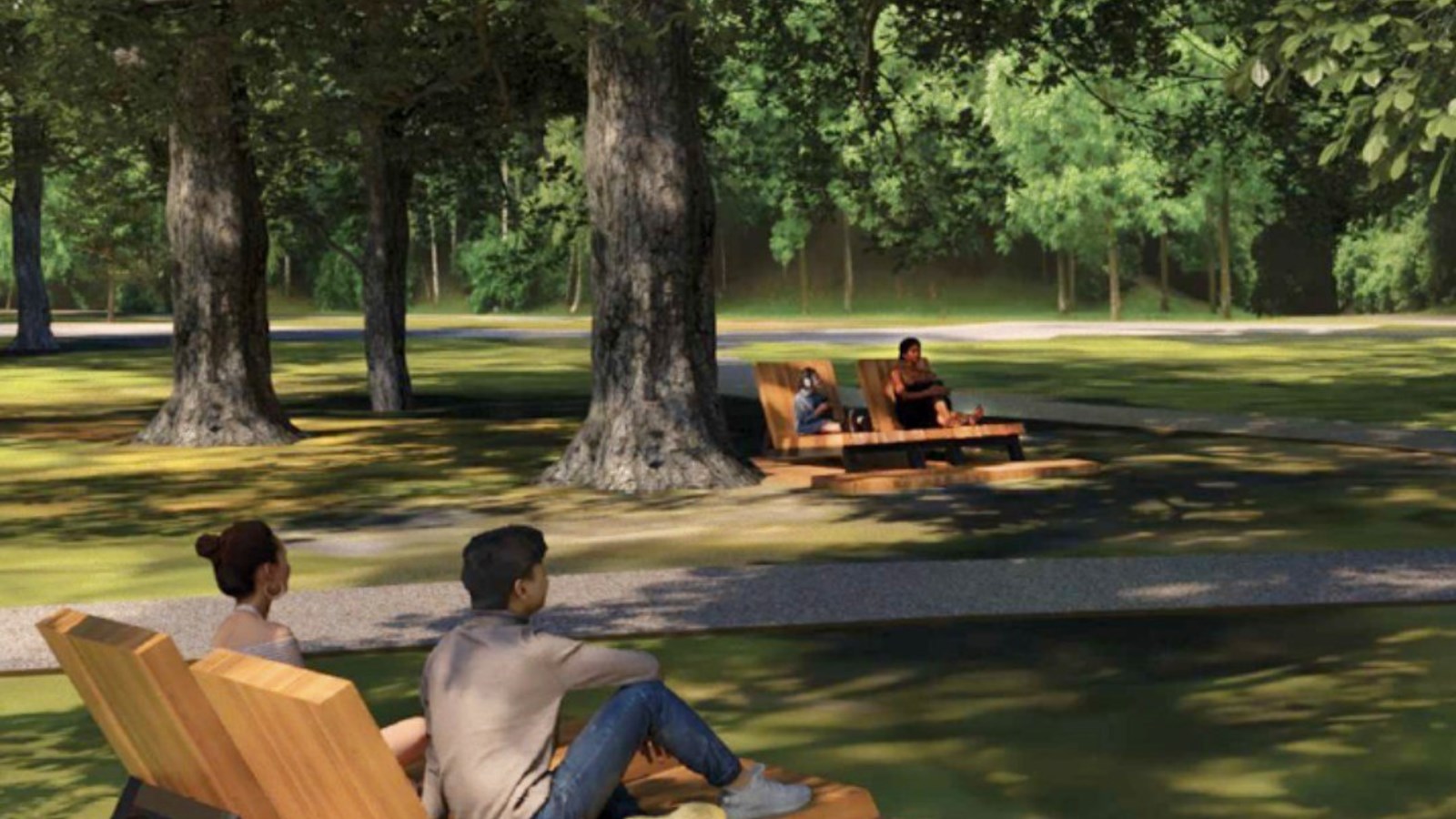 Le projet 2 consiste en l'installation de chaises sous les arbres au parc de la Famille