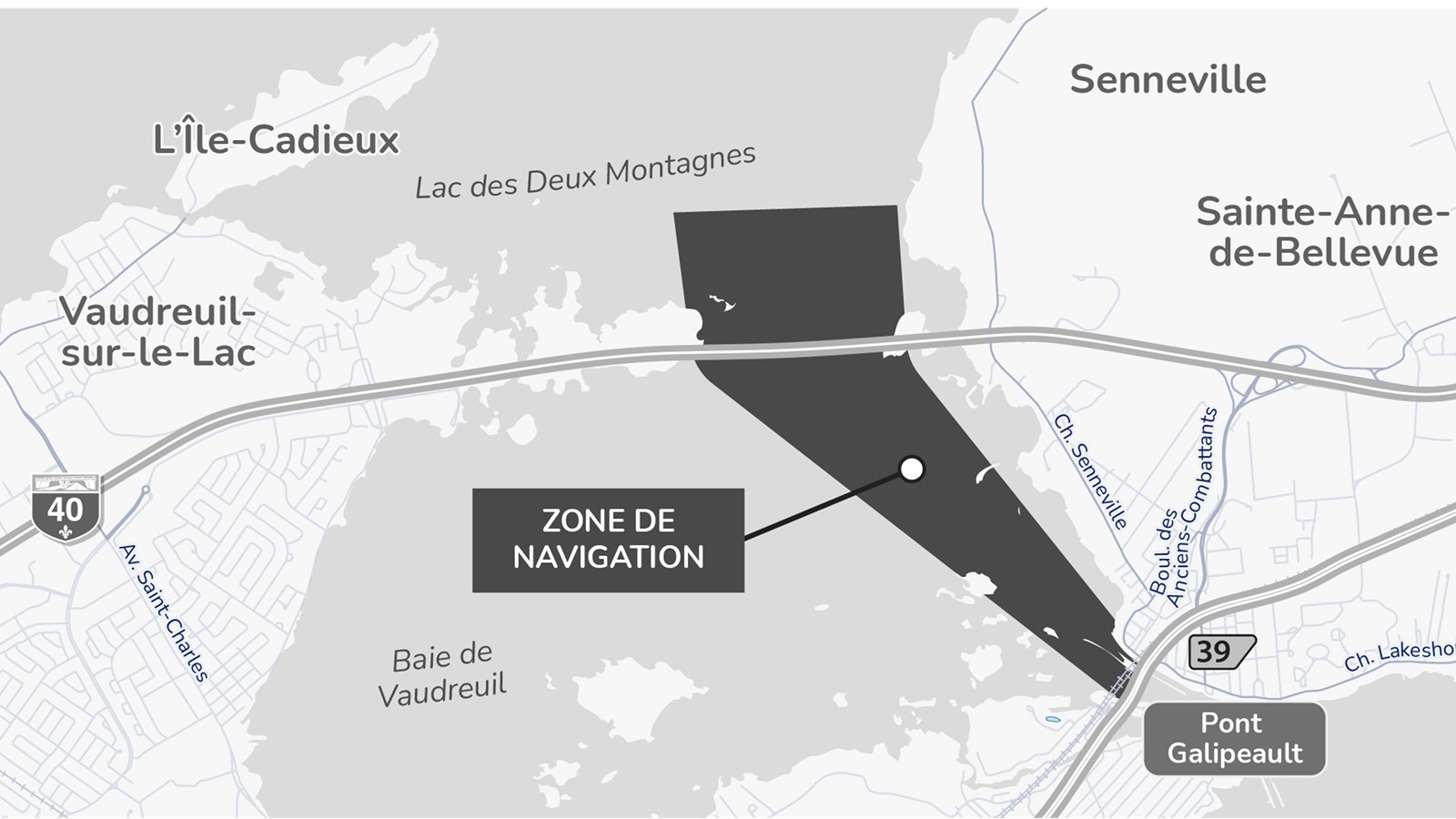 Pont de l’Île-aux-Tourtes : brise-glace sur le lac des Deux Montagnes
