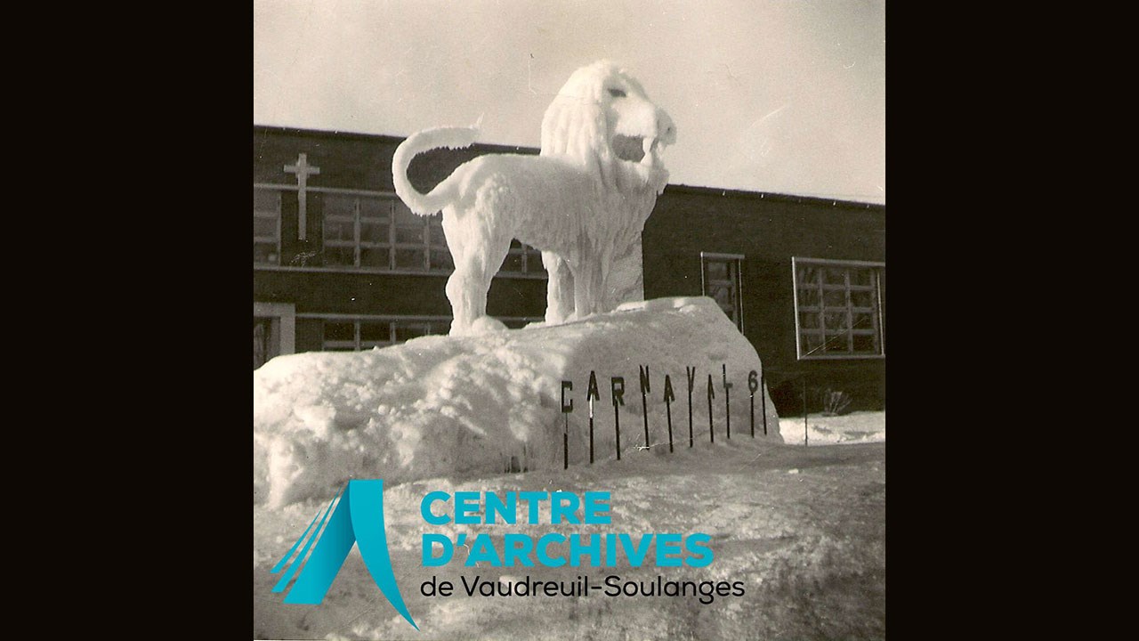Sculpture de lion au Festival St-Michel, 1961.