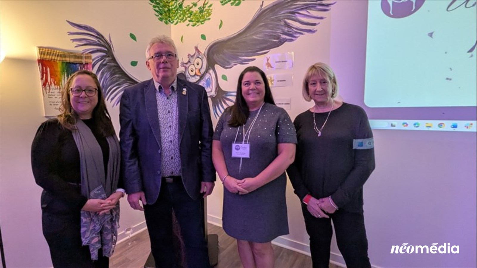 Sur la photo, on retrouve de gauche à droite: Josée Rainville, Patrick Bousez, Nancy Pelletier et Élaine Chagnon qui ont pris la parole au cours de la soirée