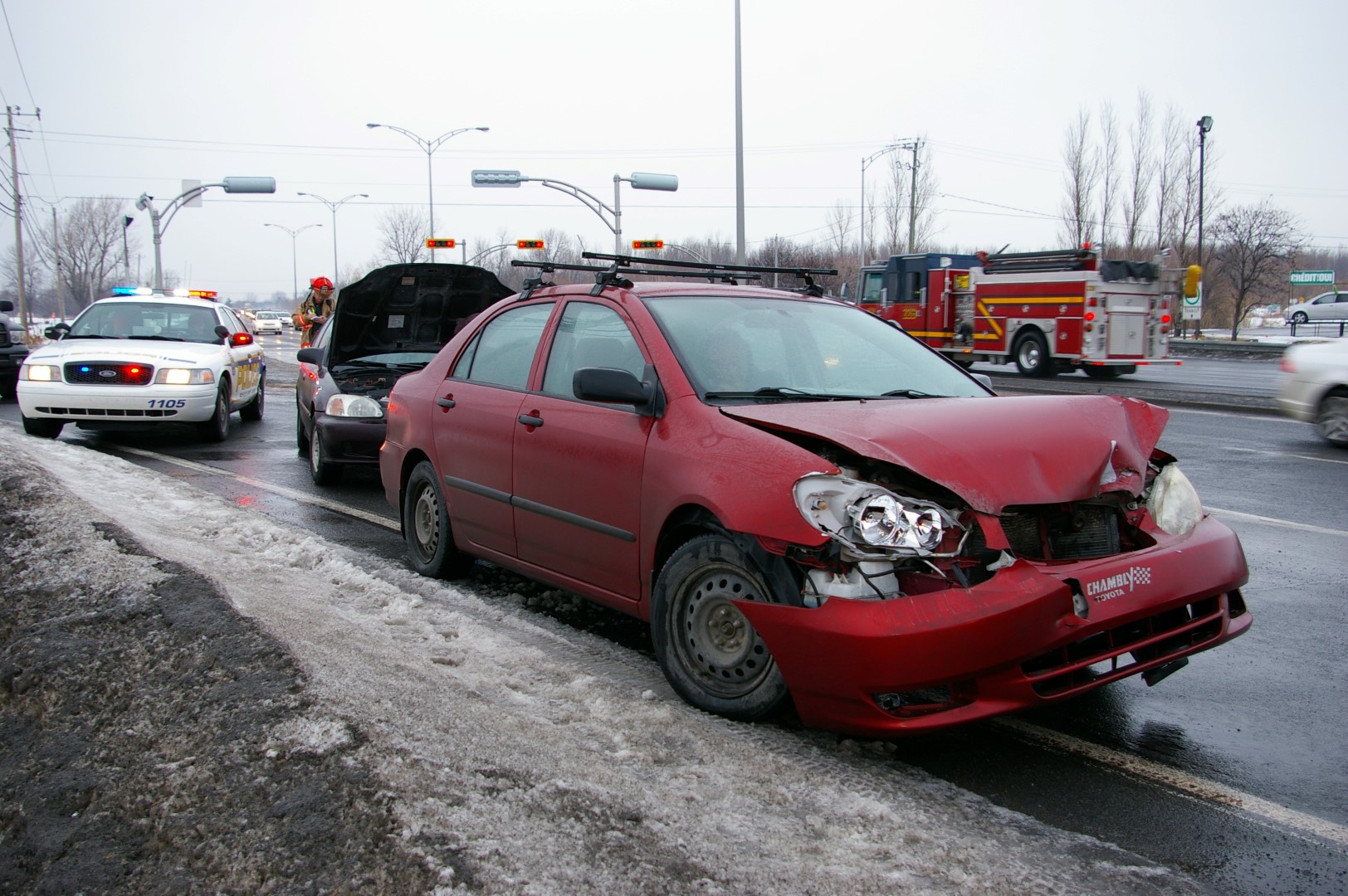 Collision à l'intersection des chemins de Chambly et Bellevue