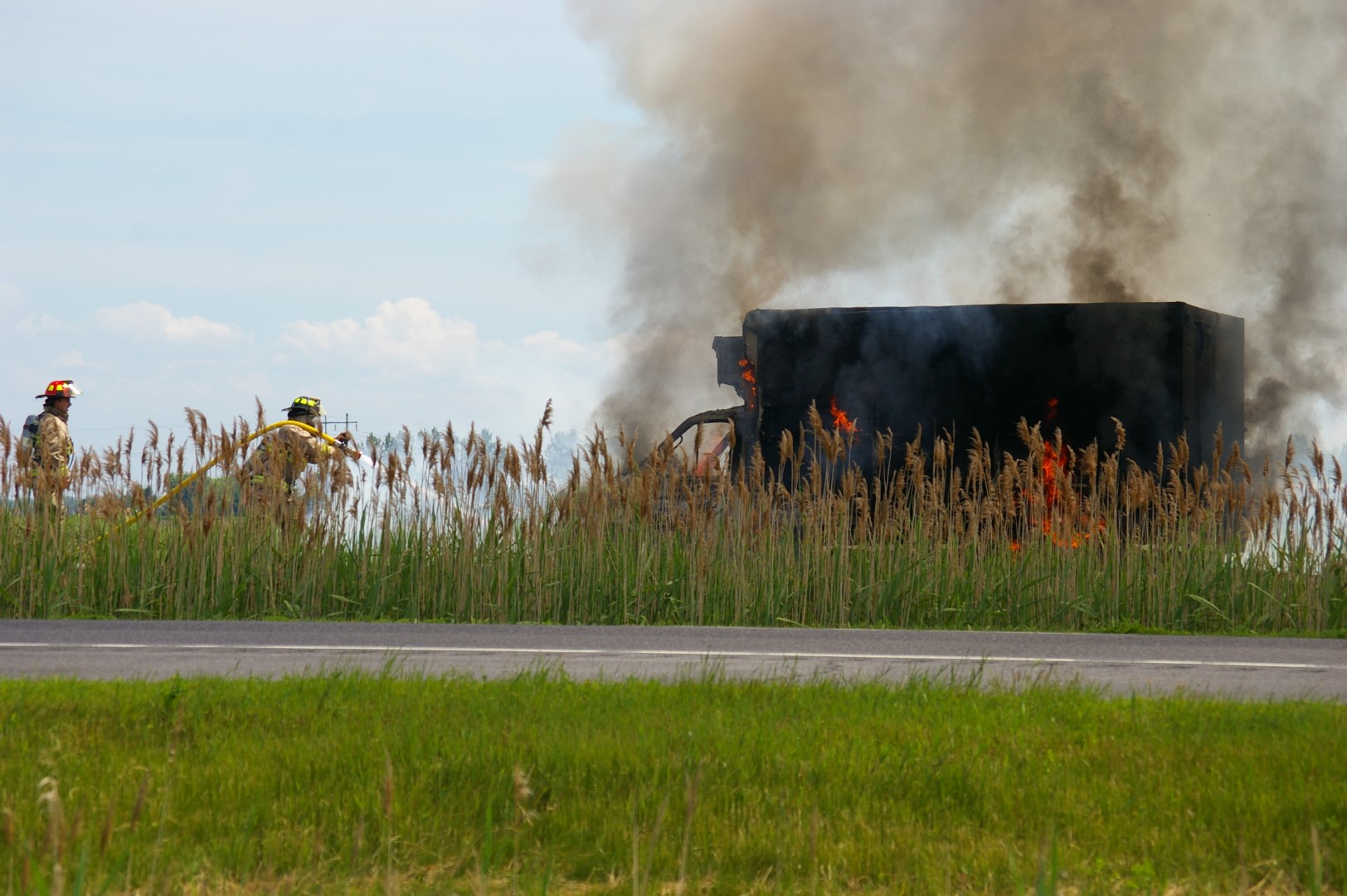 Camion en flammes sur la 10