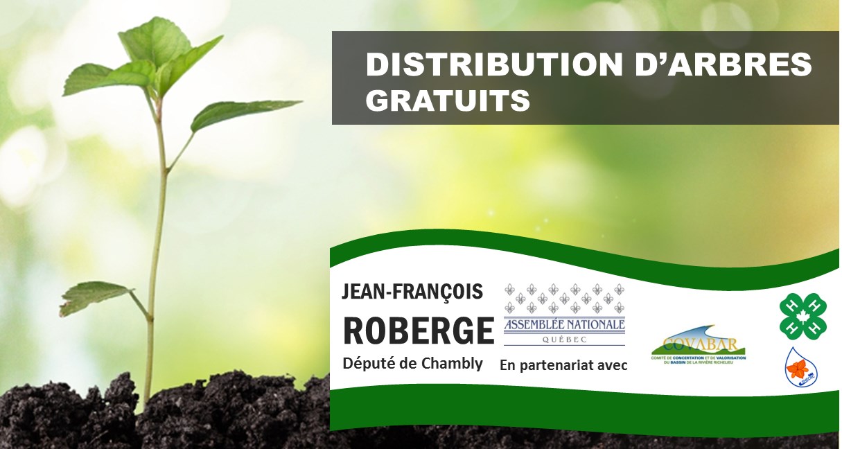 Distribution d’arbres gratuits le 27 mai!