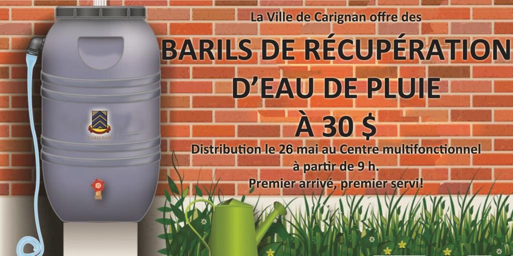 Plantation d'arbres et distribution de baril récupérateur d'eau à Carignan