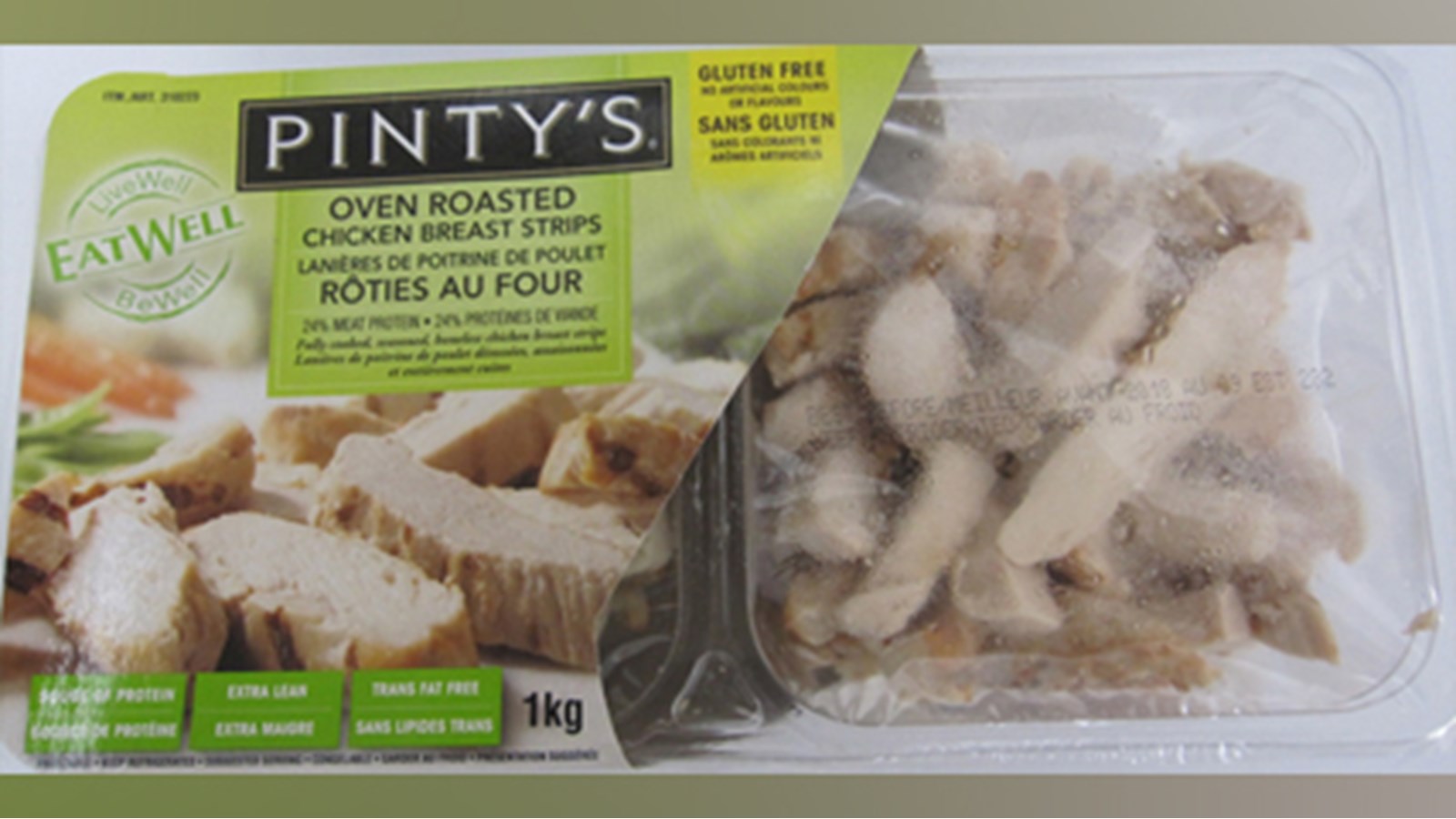Rappel de Lanières de poitrine de poulet rôties au four de marque Pinty's 