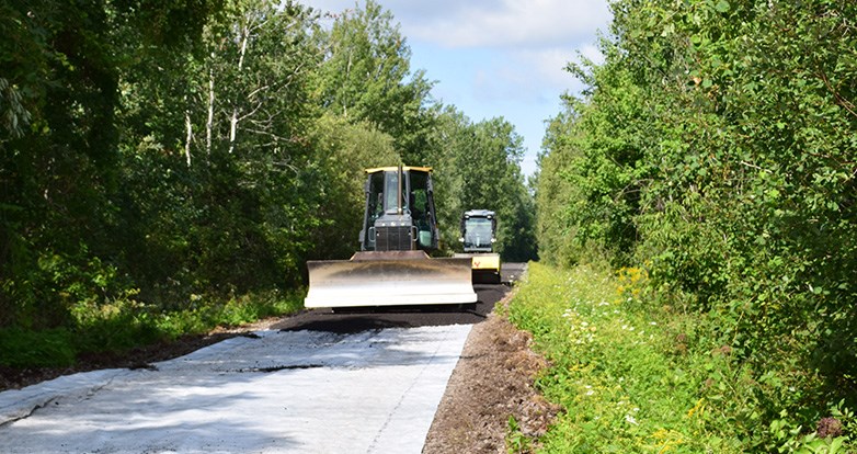 Une piste cyclable en cours d'aménagement, sur le boulevard De Périgny