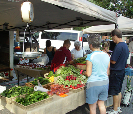 Depuis 2009, de juillet à septembre, de nombreux consommateurs fréquentent chaque samedi matin le marché champêtre de Saint-Basile-le-Grand.
